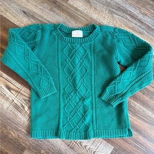 Hanna Andersson Green Cable Knit Sweater
